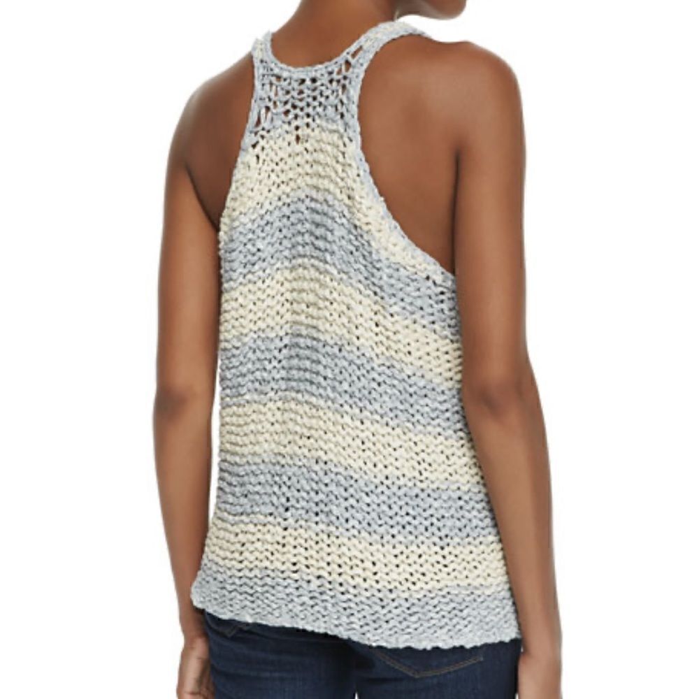 Free People Stars That Shine Striped Knit Tank Gray/Ivory Women’s Small